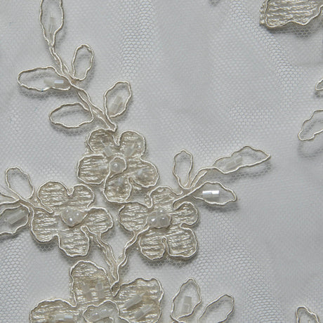 1 Yard Intricate Design Embroidered Tulle Lace Fabric 52" Wide Designer Textile