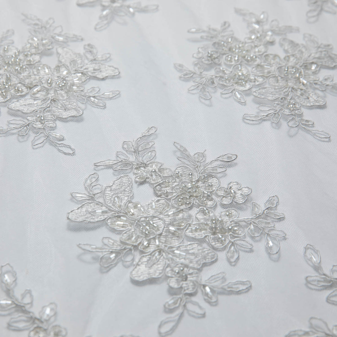 1 Yard Intricate Design Embroidered Tulle Lace Fabric 52" Wide Designer Textile