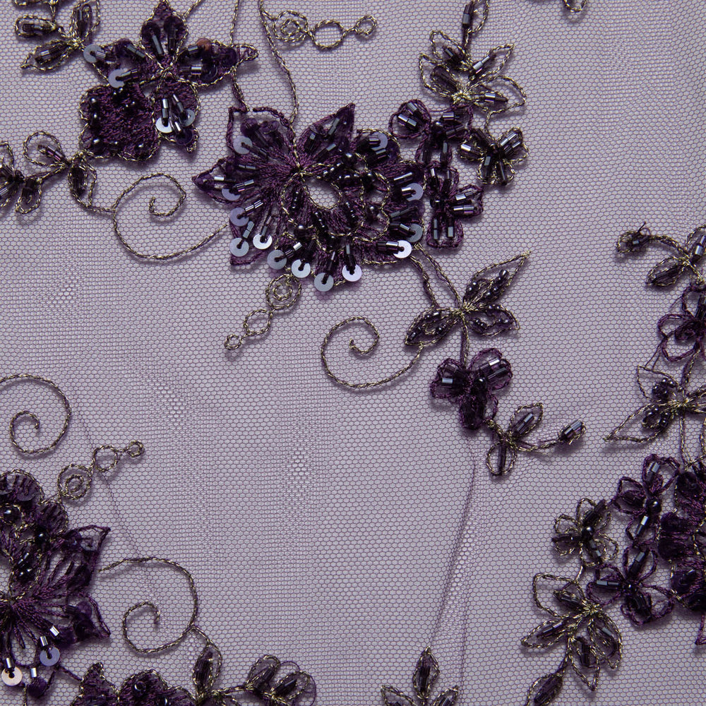 1 Yard Tulle Lace Fabric Embroidered Romantic Floral Pattern Polyester 52/54" Wide