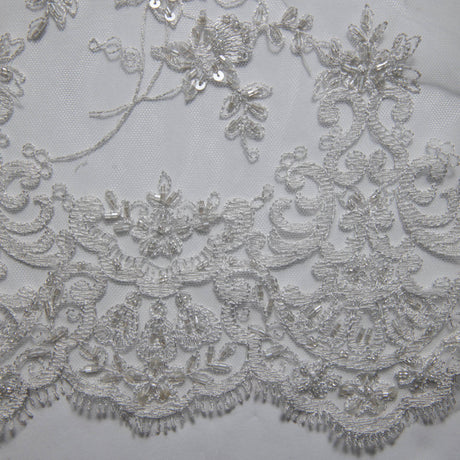 1 Yard Tulle Lace Fabric Embroidered Romantic Floral Pattern Polyester 52/54" Wide