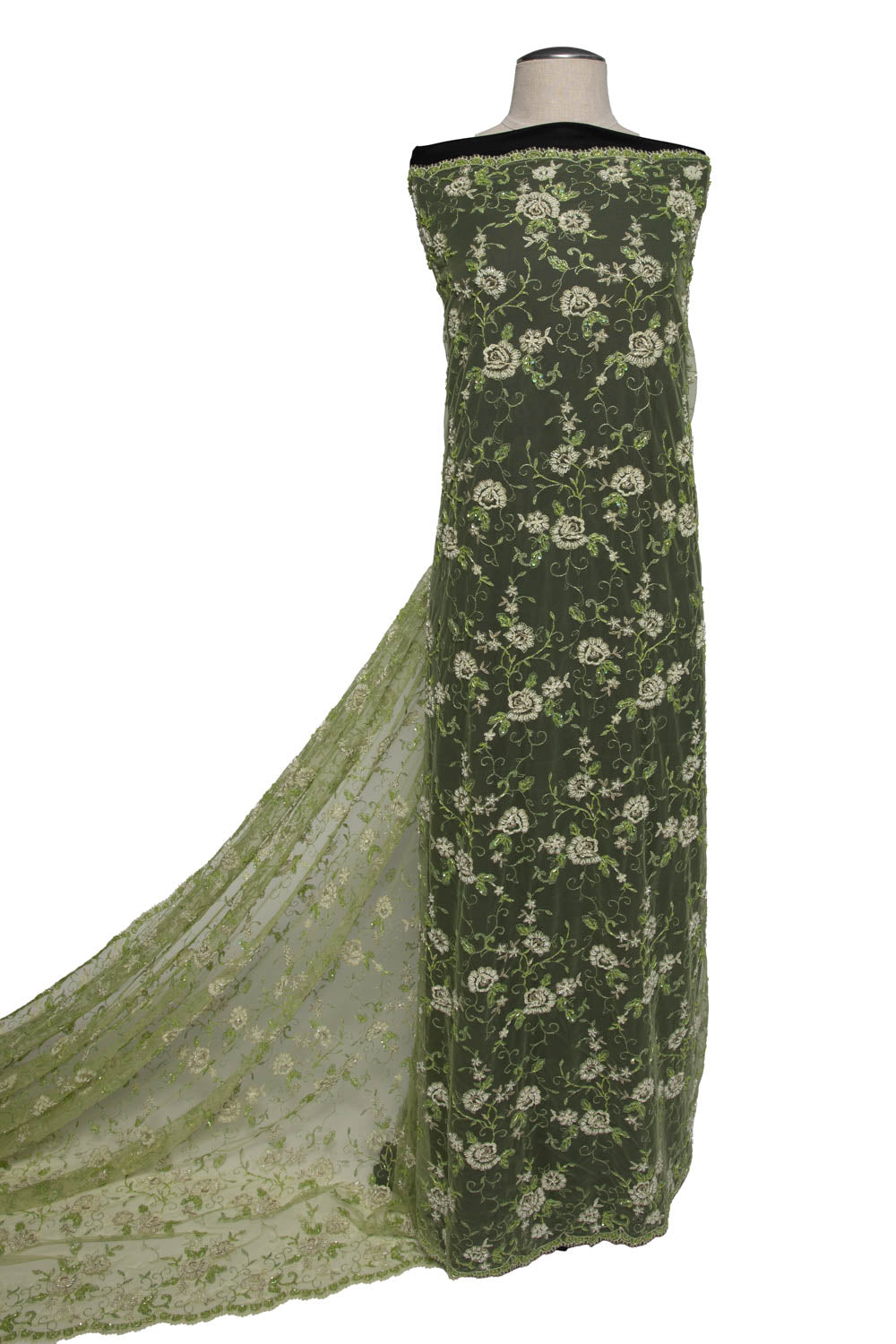 1 Yard Embroidered Tulle Lace Fabric with Lavish 3D Design, 52" Wide Exquisite Bridal & Fashion Material