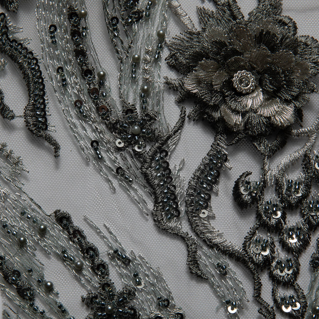 1 Yard 52" Wide Tulle Lace Fabric Featuring Stunning 3D Floral Embroidery Luxury Fabric