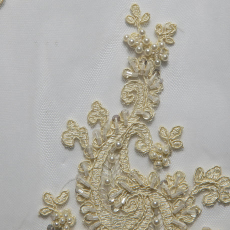 1 Yard Luxurious Embroidered Tulle Lace Fabric with Intricate Design 52" Wide