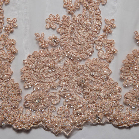 1 Yard Luxurious Embroidered Tulle Lace Fabric with Intricate Design 52" Wide