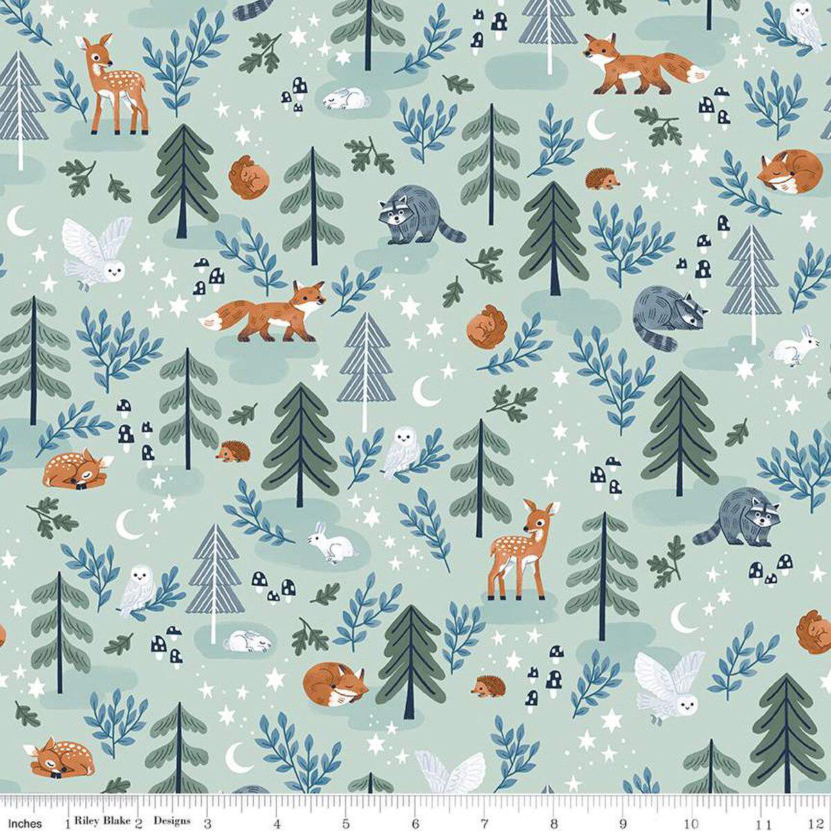 Quilting Cotton Twilight Creatures Main Mint Riley Blake