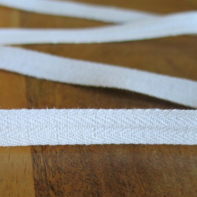 Cotton Twill Tape White Herringbone 1/2 Inch 250 Yard Spool