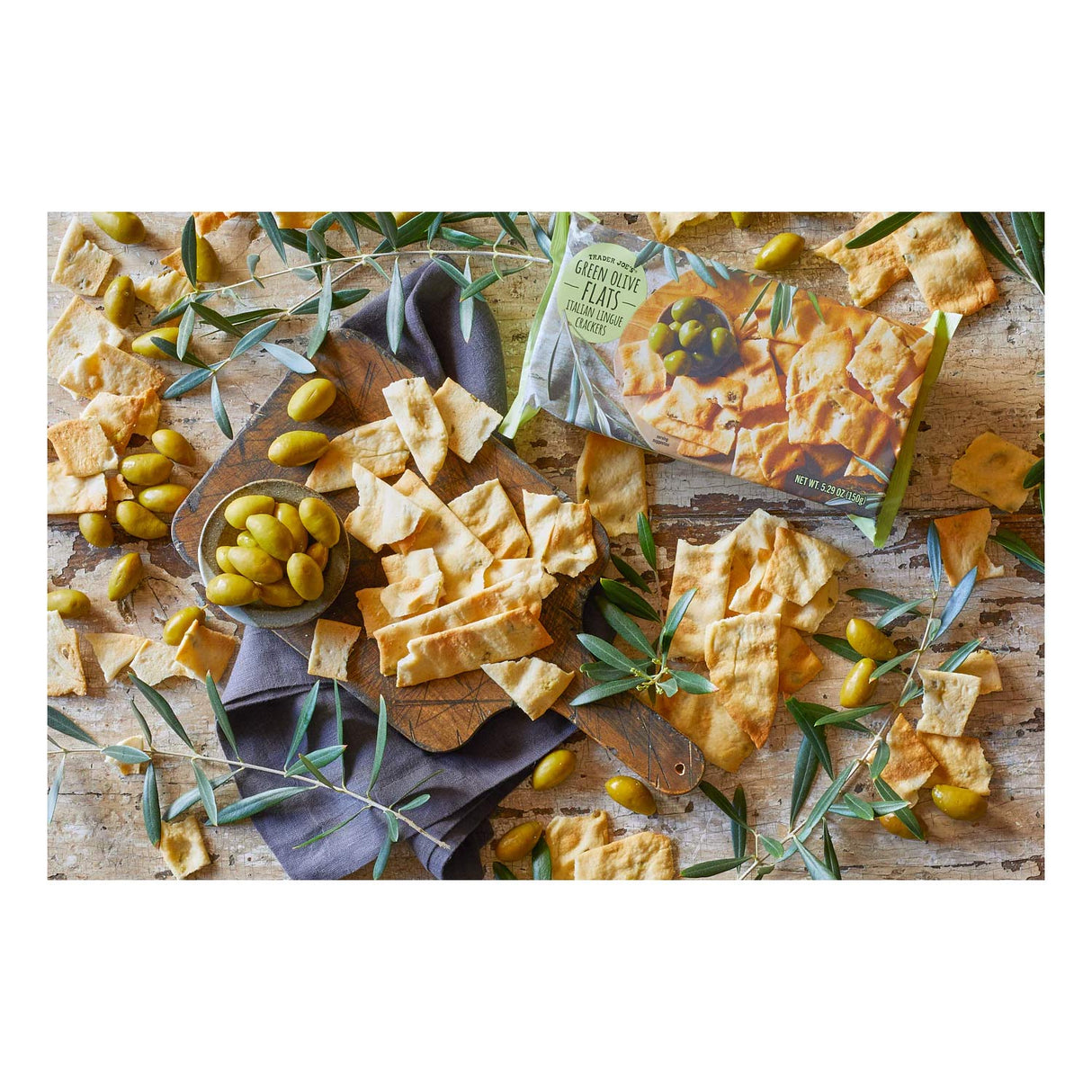 Green Olive Flats Italian Lingue Crackers 5.29 oz