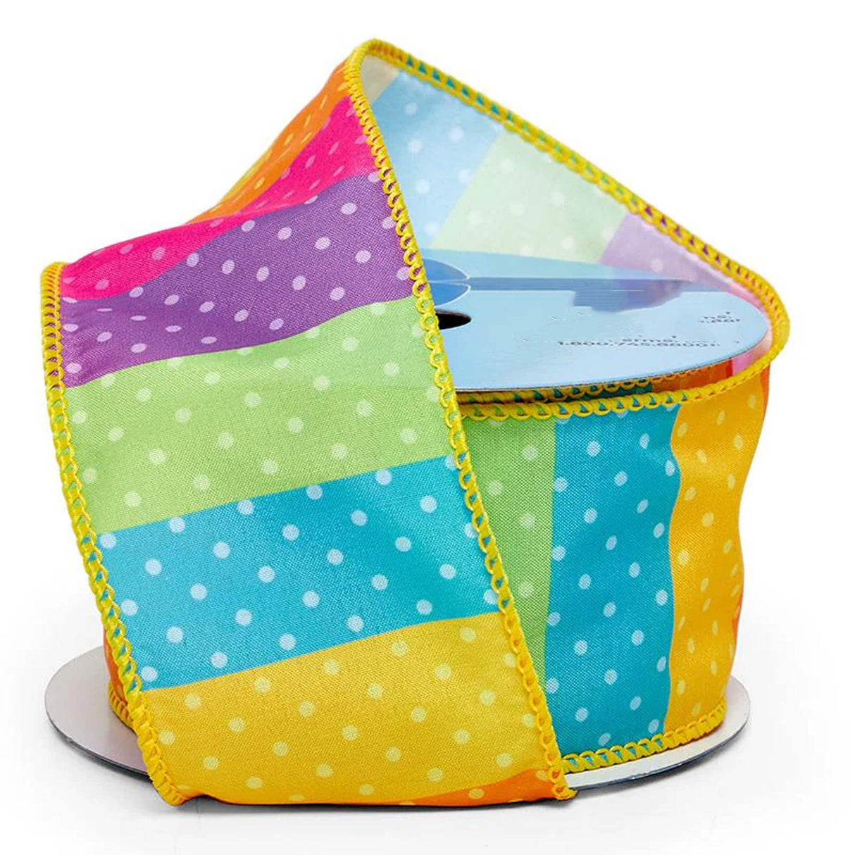 Colorful Stripes On Wired Ribbon 2 1/2 '' X 10 yd Dots On Stripes Color 1 / roll