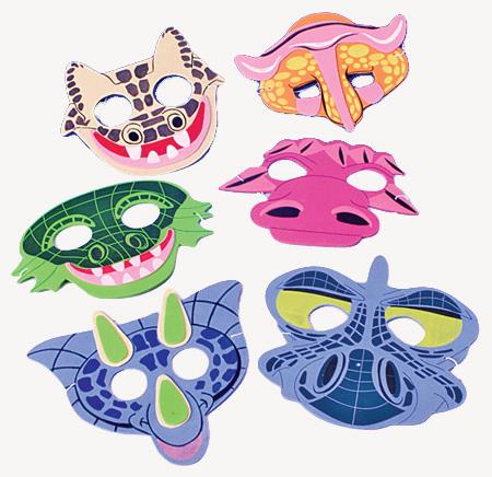 Assorted Dinosaur Foam Masks for Kids Birthday Parties Pretend Play and Themed Celebrations