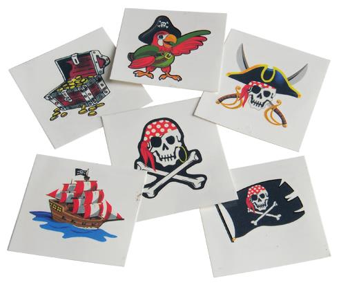 Fun Pirate Temporary Tattoos for Kids Party Favor Bags and Pirate Themed Celebrations