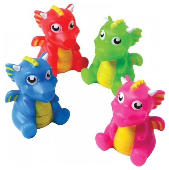 Vinyl Dragon Toy Set of 12 for Mystical Party Favors and Bath Time Fun