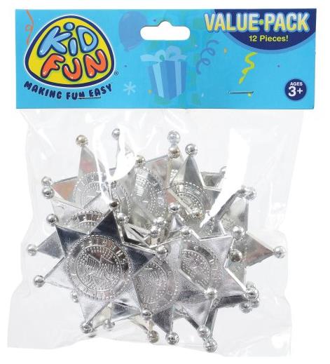 Silver Sheriff Badges 12 Pack for Western Parties Cowboy Costumes and Themed Celebrations