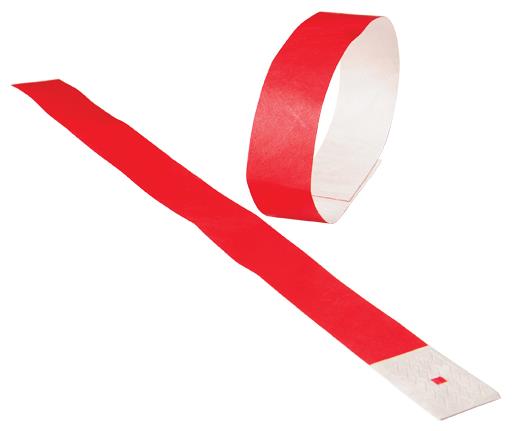 Adhesive Event Wristbands in Red Pack of 100 for Organized Event Admissions and Parties
