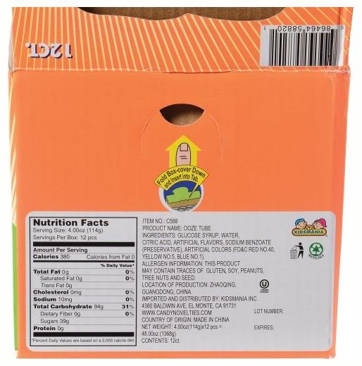 Ooze Tube Candy Set for Kids Party Favors Halloween Treats and Carnival Events