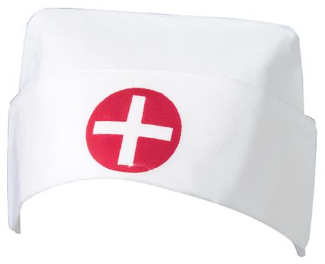Classic Nurse Cap for Halloween Costumes and Themed Parties with Red Cross Emblem