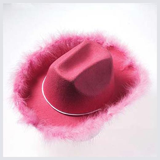 Pink Boa Cowgirl Hat for Western Costume Parties and Themed Events