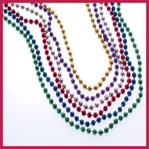 Metallic Bead Necklaces for Mardi Gras Parties Events and Festival Celebrations