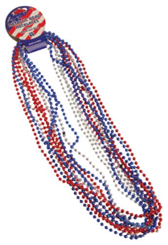 Patriotic Metallic Bead Necklaces for 4th of July Parties and Election Day Celebrations