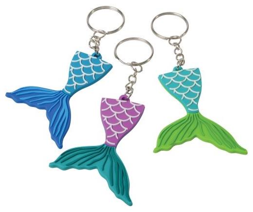 Colorful Rubber Mermaid Tail Keychains for Party Favors and Themed Celebrations