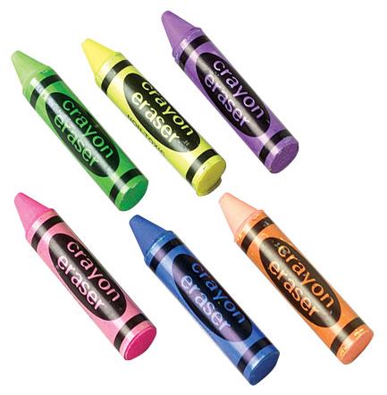 Fun Crayon Shape Erasers for School Carnival Prizes Goody Bags and Creative Fun