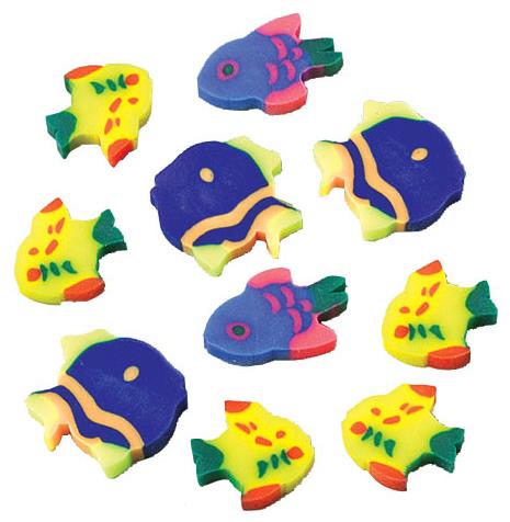 Mini Fish Shaped Erasers for Classroom Goodie Bags and School Carnivals with 144 Units