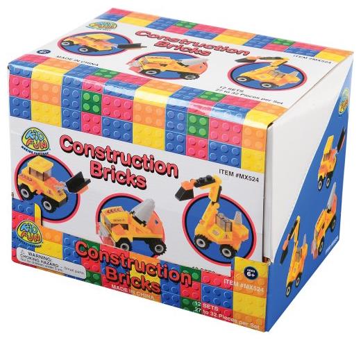 Construction Brick Building Sets for Kids Party Favors and Creative Playtime Activities