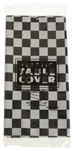 Black and White Check Plastic Table Cover for Party Decor and Racing Theme Events