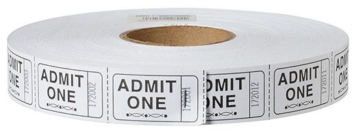 Bulk Admit 1 White Stock Tickets for Events Parties and Special Occasions