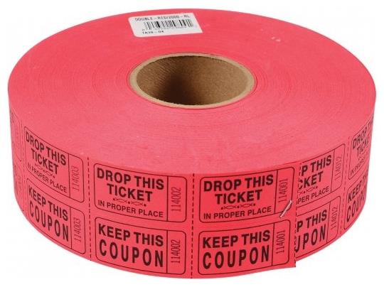 Large Roll of Red Carnival Tickets for Party Supplies Events and Fundraising Activities