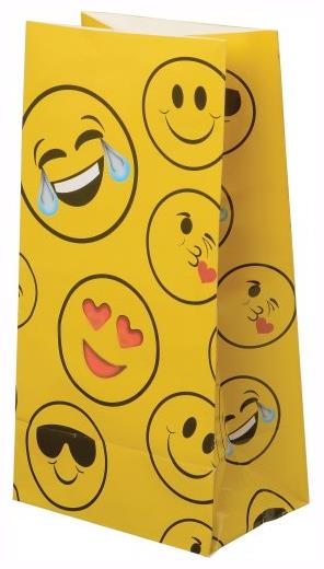 Fun Emoji Paper Bags for Party Favors and Treats for Kids Birthday Celebrations