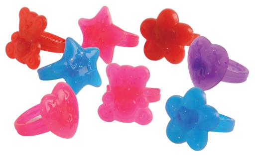 Colorful Glitter Rings 72-Pc Set for Party Favors Events and Kids Dress Up Play
