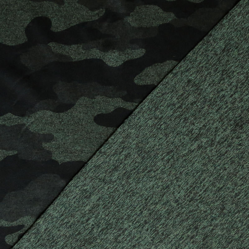 Poly Lycra Jersey Knit Fabric Evergreen Camo Marl Dry-Flex Ubersoft
