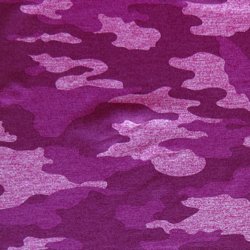 Poly Lycra Jersey Knit Fabric Fuchsia Camo Marl Dry-Flex Ubersoft