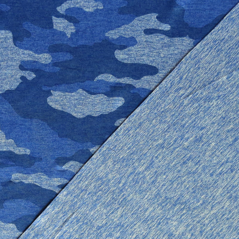 Poly Lycra Jersey Knit Fabric Royal Camo Marl Dry-Flex Ubersoft