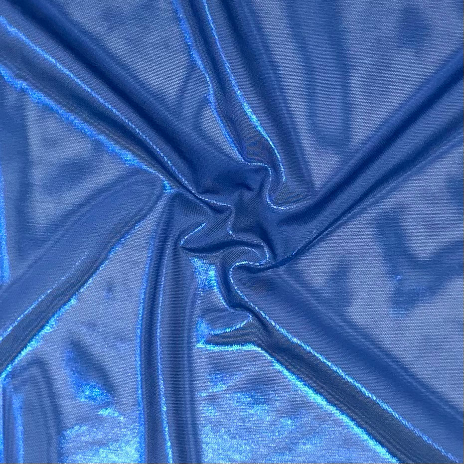 Ultrasheen Foiled Power Mesh Polyester Fabric - 4-Way Stretch Foil Finish, 56" Width (1 Yard)