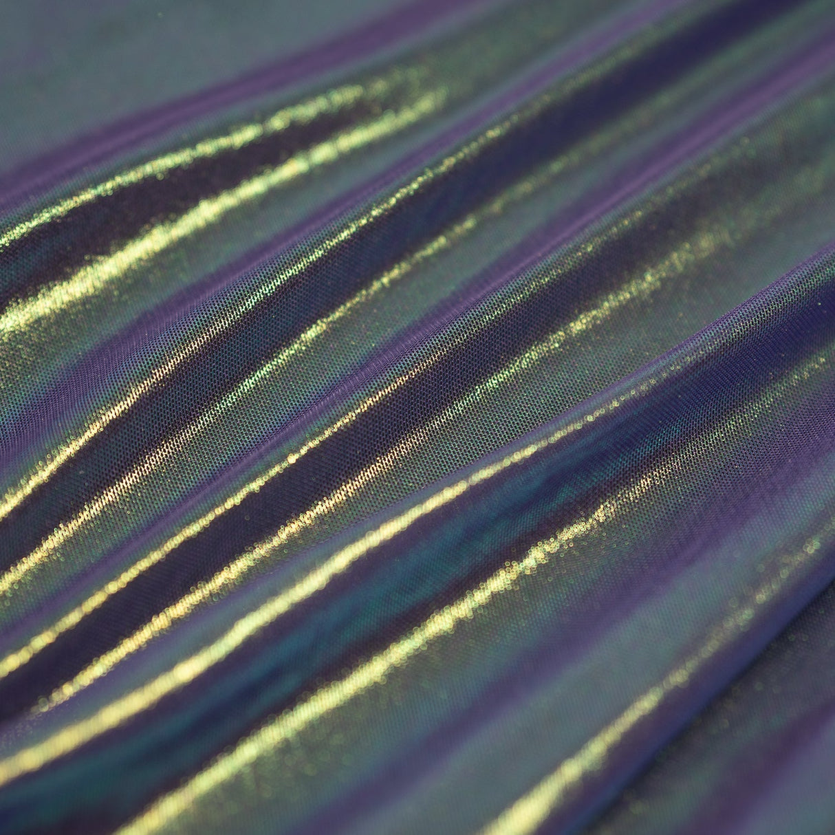 Ultrasheen Foiled Power Mesh Polyester Fabric - 4-Way Stretch Foil Finish, 56" Width (1 Yard)