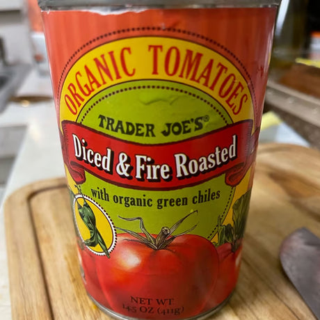 Trader Joe’s Organic Diced & Fire Roasted Tomatoes with Green Chiles (14.5 Oz)