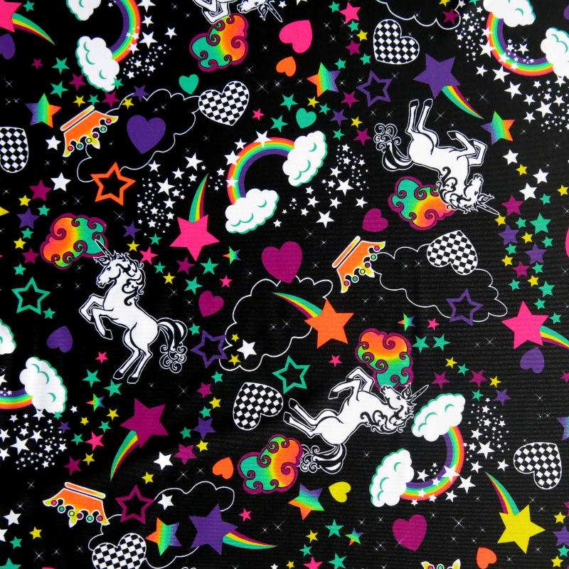 Swim Knit Nylon Spandex Unicorns and Rainbows