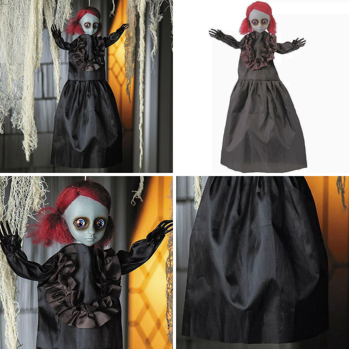 Hanging Doll with Red Hair Halloween Decoration 19 3/4"