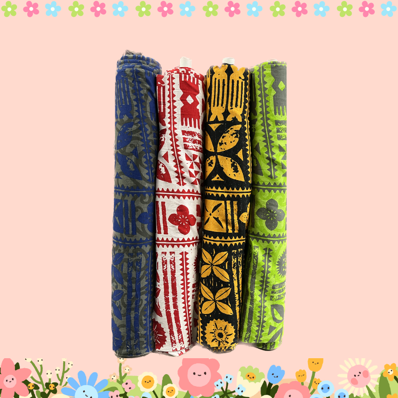 Cotton Barkcloth Fabric Tapa Light Print