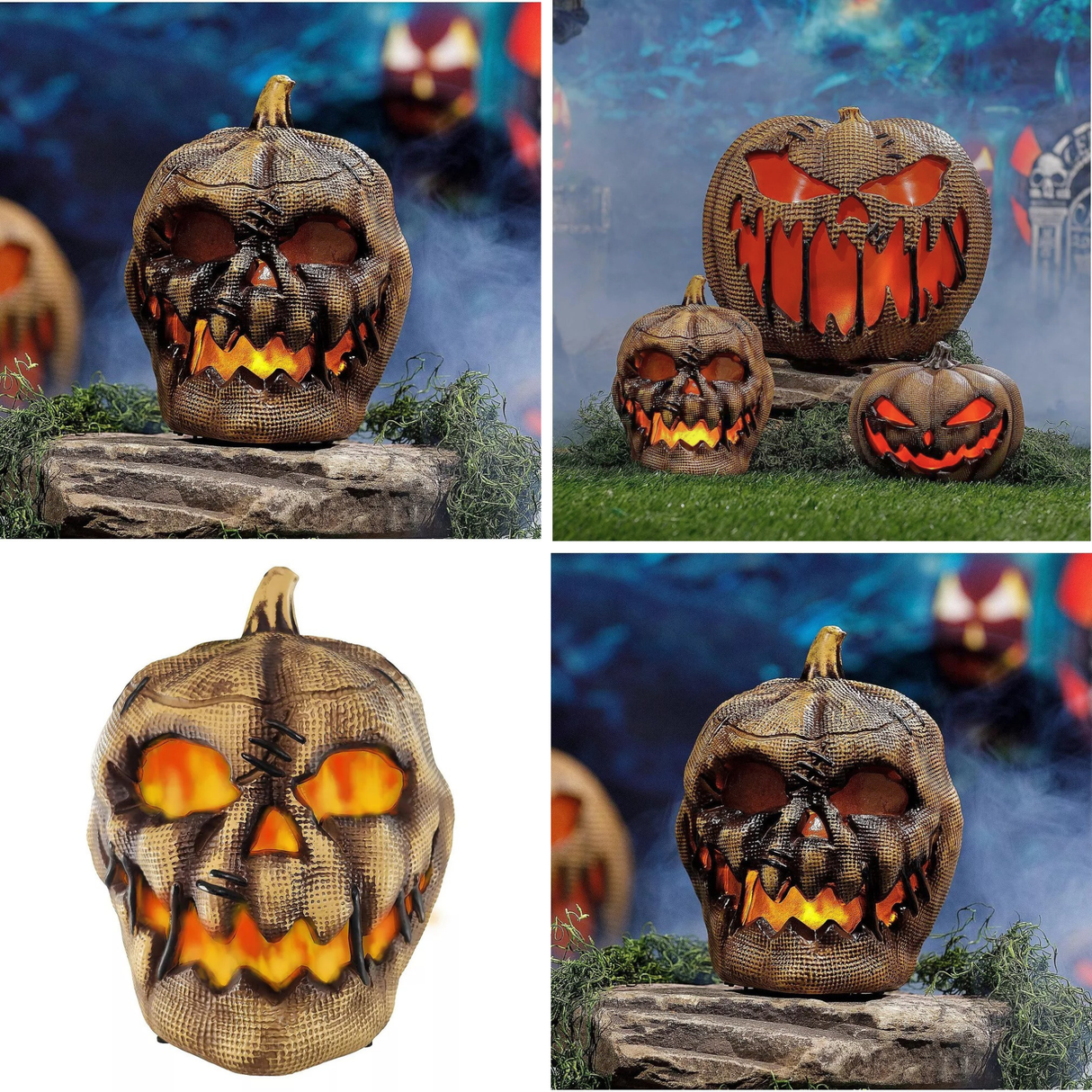 Animated Flaming Burlap Pumpkin