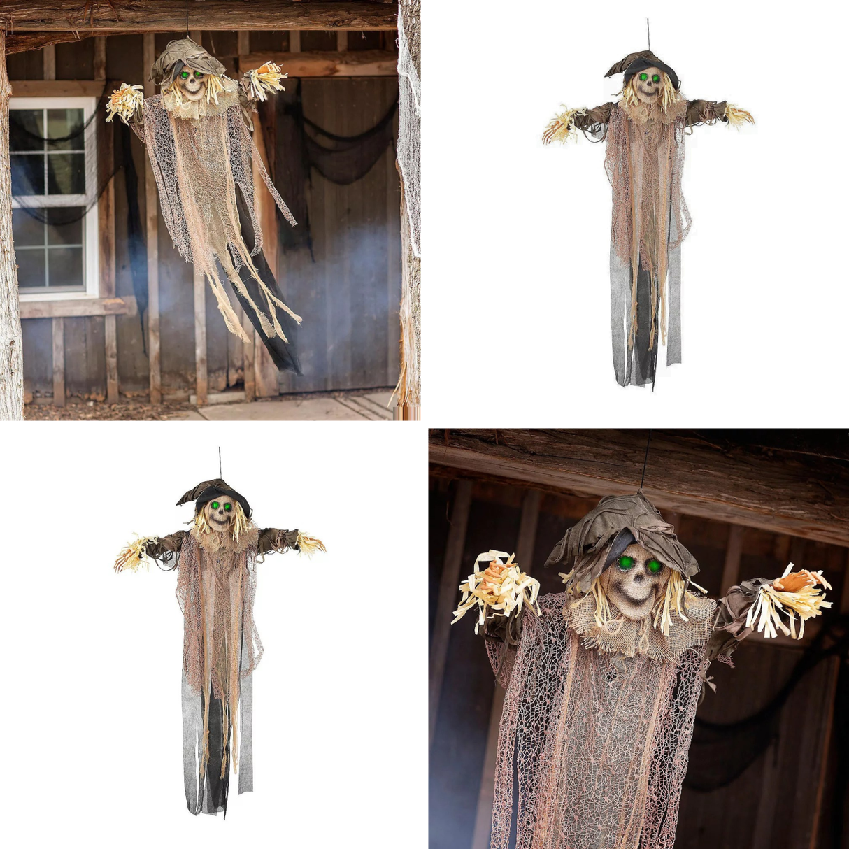 43 1/4" x 70 3/4" Light Up Hanging Skeleton Scarecrow Halloween Prop