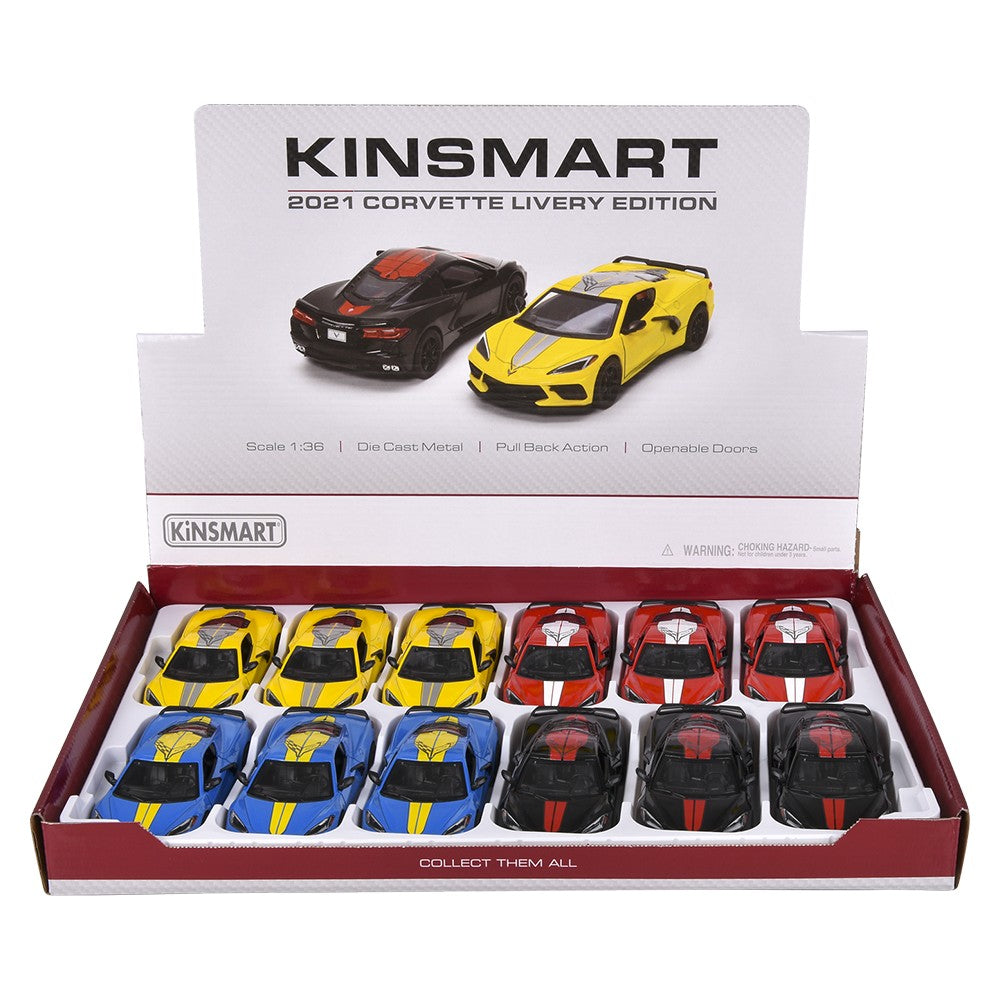 Die-Cast Pull Back 2021 Corvette Livery Edition (12 PC Display)