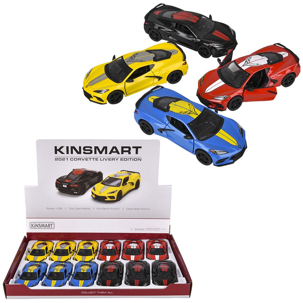 Die-Cast Pull Back 2021 Corvette Livery Edition (12 PC Display)