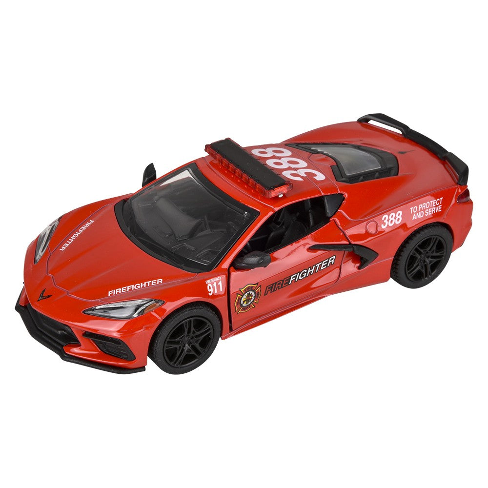Die-Cast Pull Back 2021 Corvette Police/Firefighter (12 PC Display)