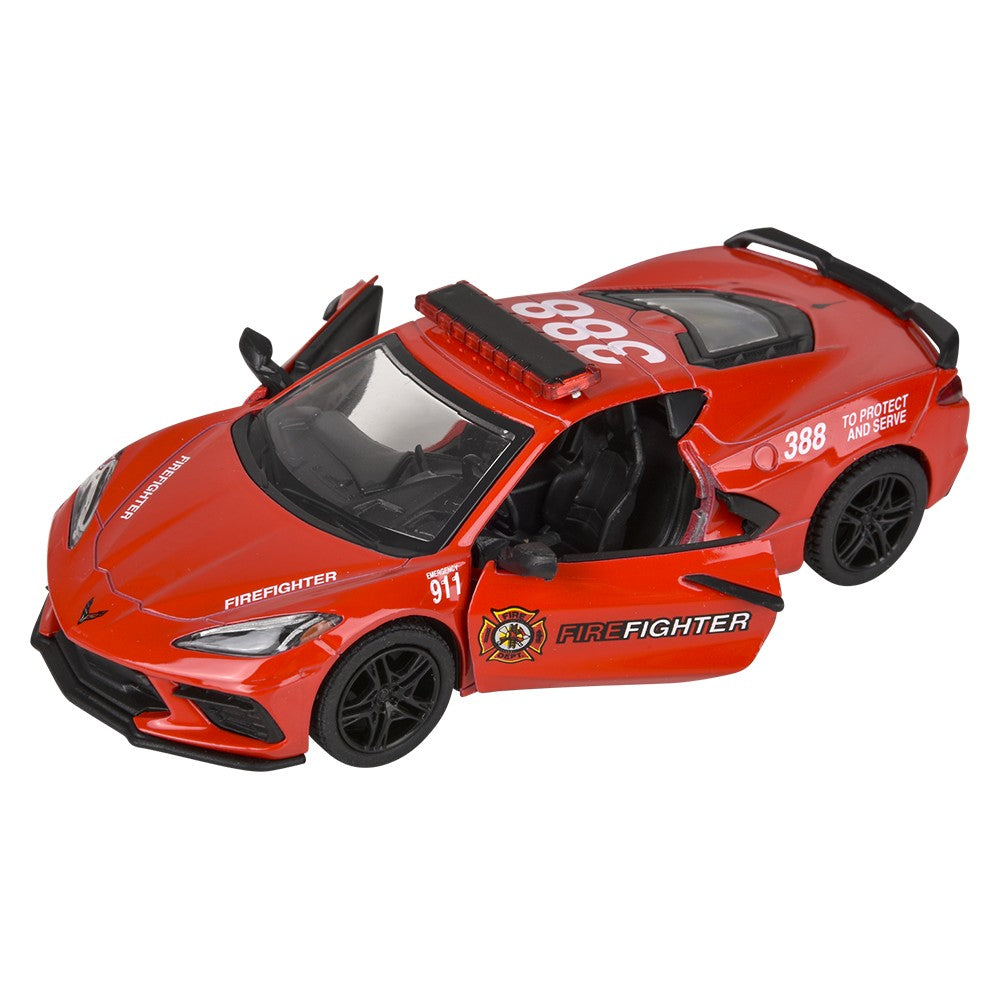 Die-Cast Pull Back 2021 Corvette Police/Firefighter (12 PC Display)