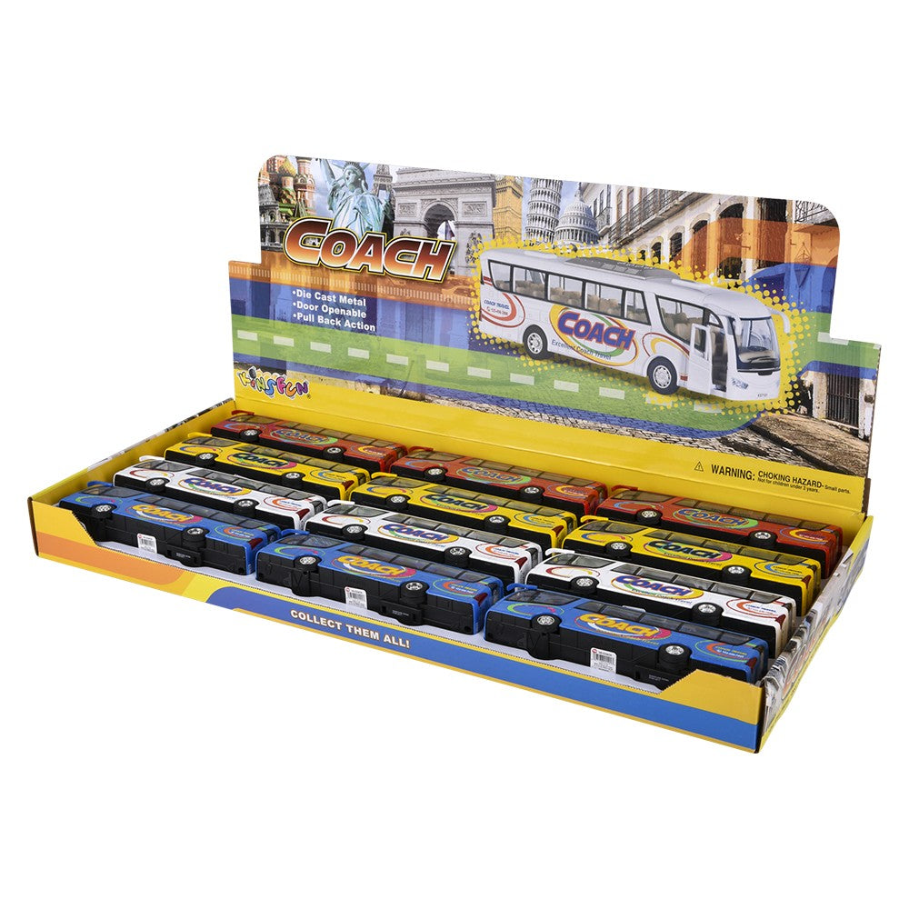 Die-Cast Pull Back Coach Bus (12 Display)