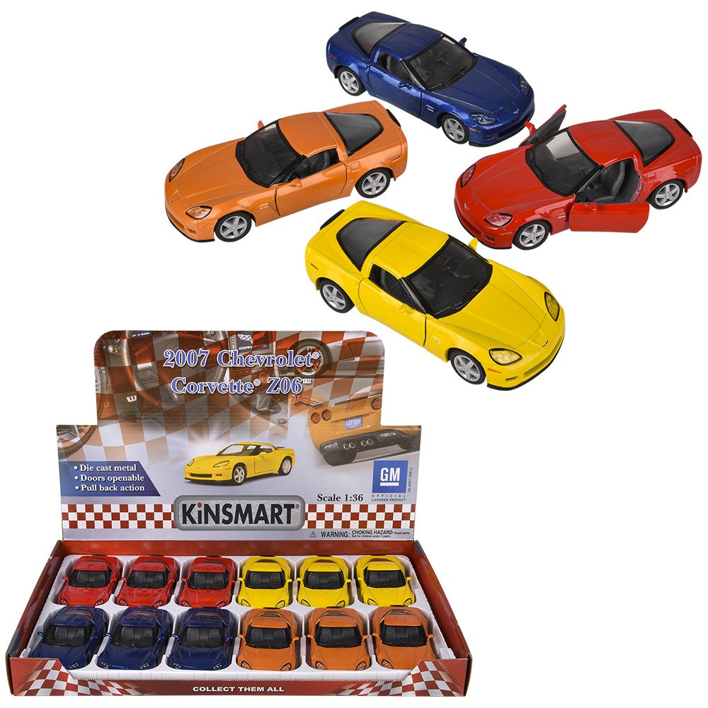 Die-Cast Pull Back 2007 Chevrolet Corvette Z06 (12 PC Display)