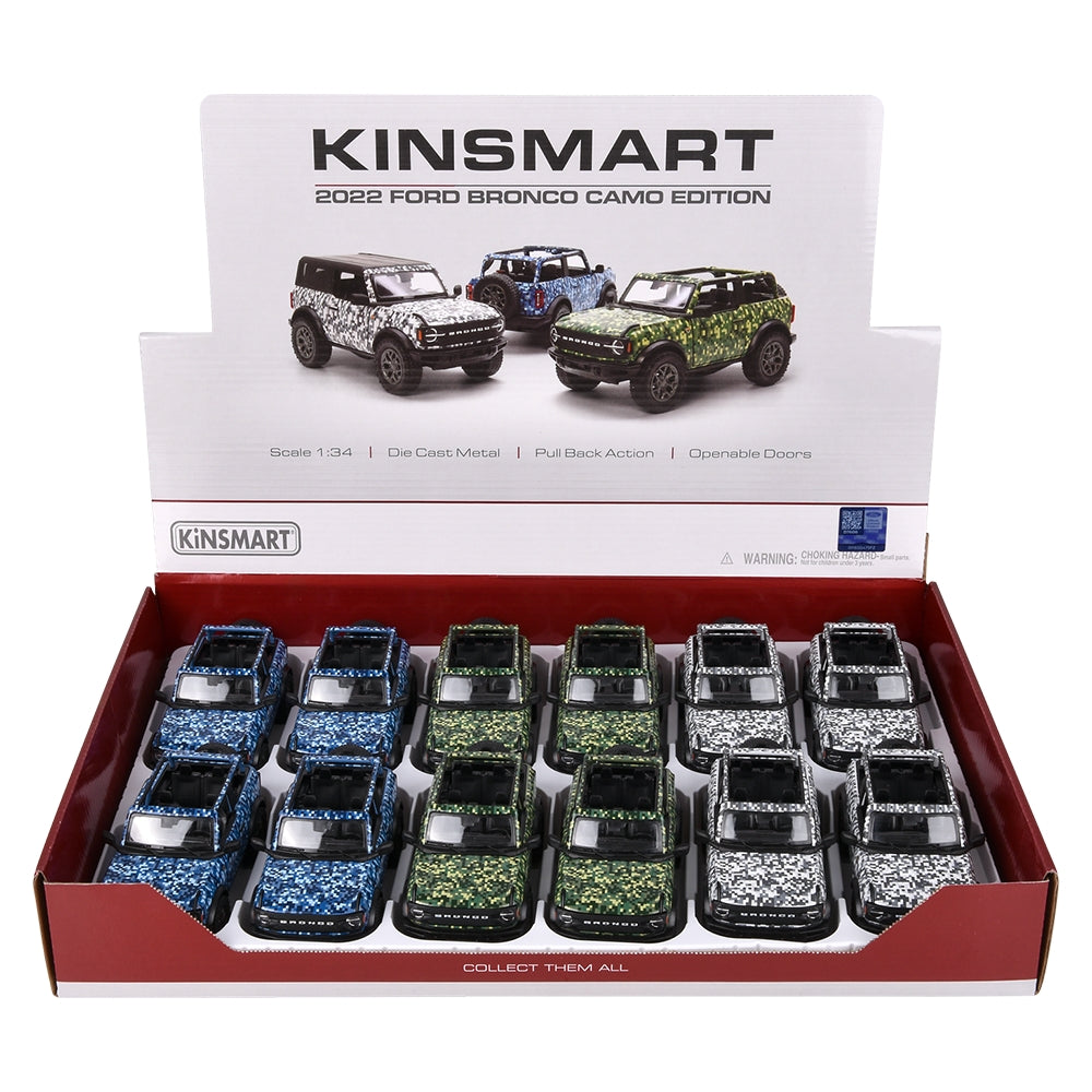 Die-Cast 2022 Ford Bronco Open Top Camo Print (12 PC Display)