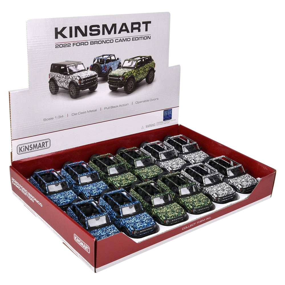 Die-Cast 2022 Ford Bronco Open Top Camo Print (12 PC Display)